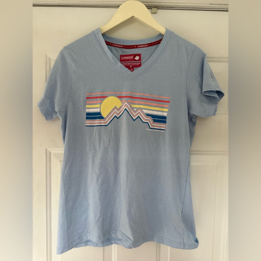 Canada weather gear Authentic Heritage Sportswear T Shirt Blue Mountain-Scape L